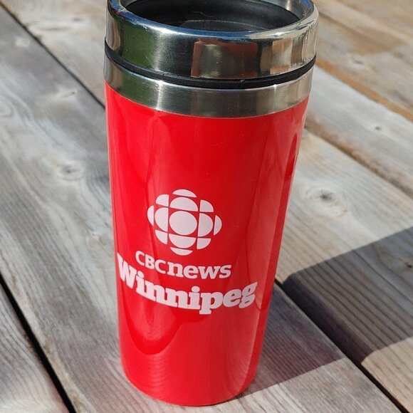 CBC News Winnipeg Travel Mug Bright Red - Picture 1 of 5